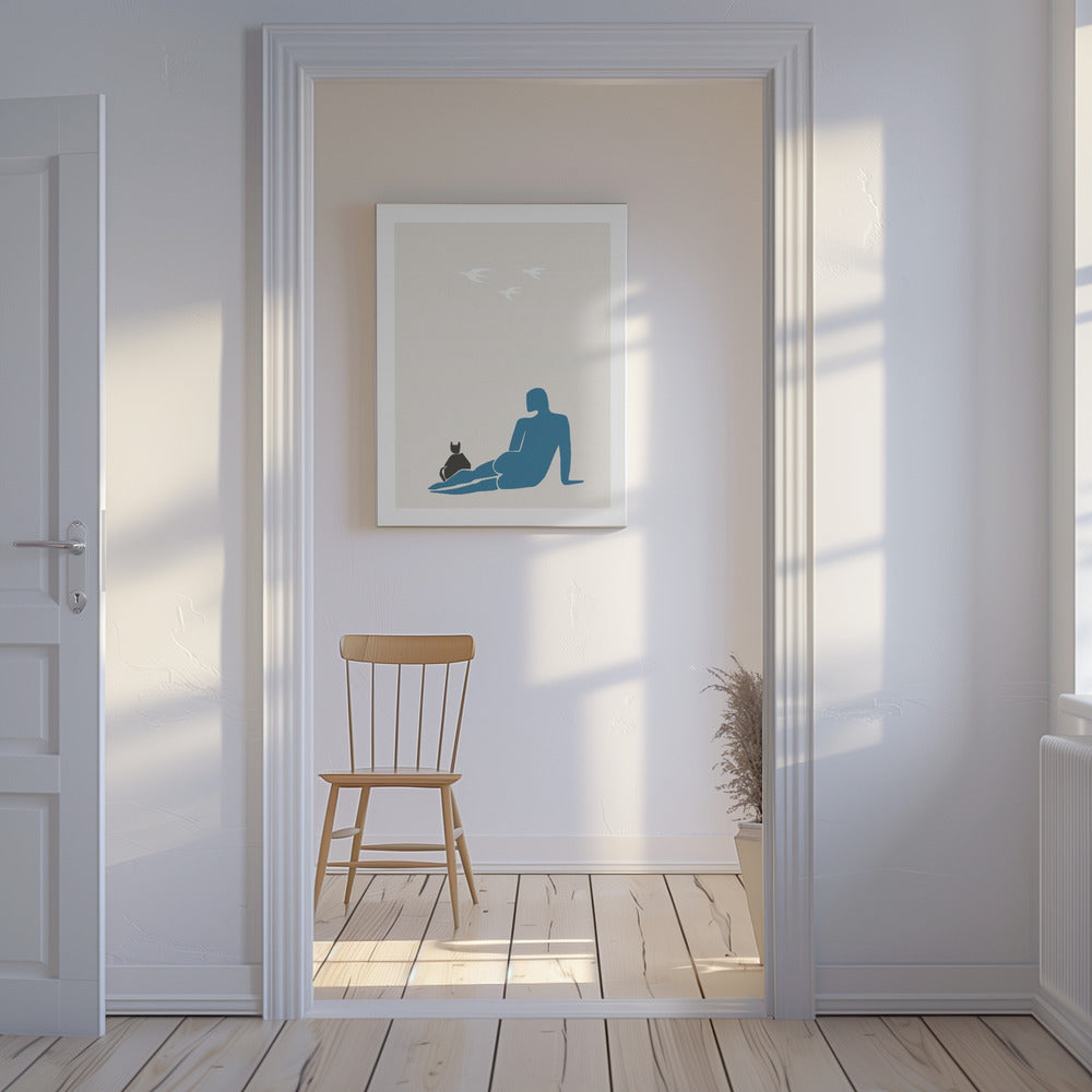 Woman and Cat | Canvas