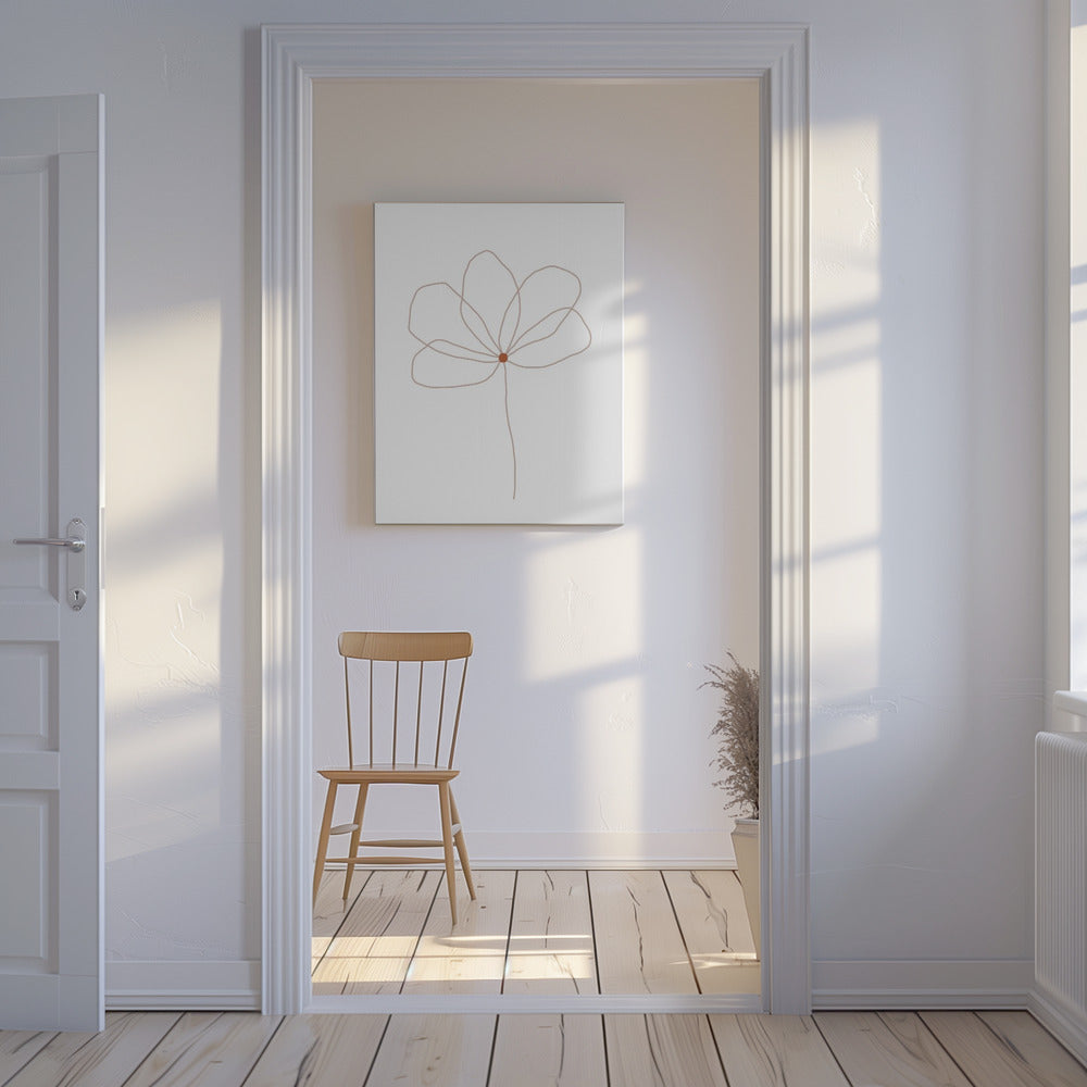 Zarte Linienblume | Leinwand
