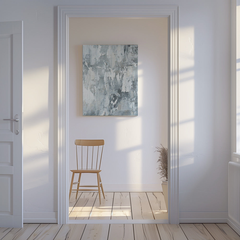 Strukturierte Schichten aus Weiß und Grau | Leinwand