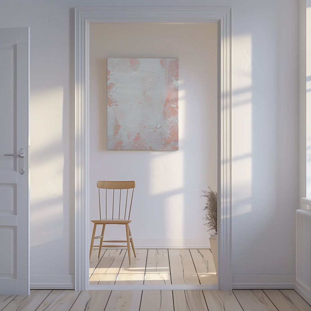 Minimalistisches Design mit Pfirsich- und Weißtönen | Leinwand