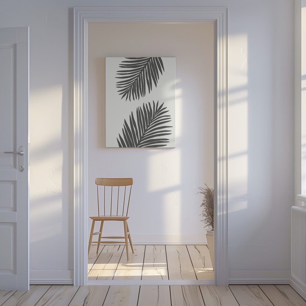 PALM LEAF 12 GRAPHITGRAU | Leinwand