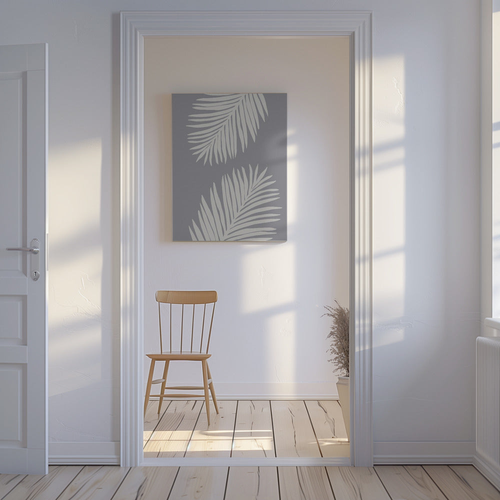 PALMBLATT 03 MITTELGRAU | Leinwand