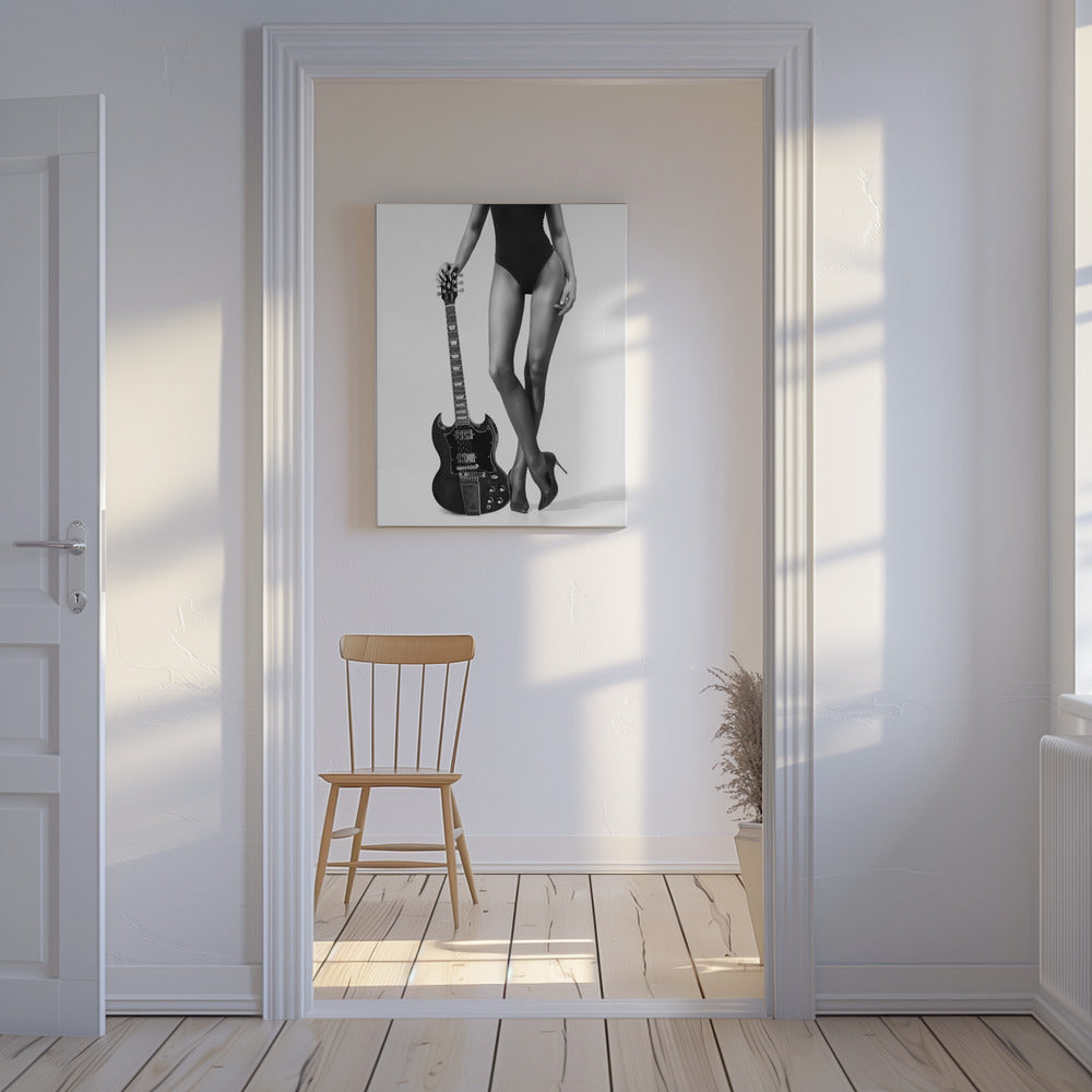 Lady und die Gibson | Leinwand