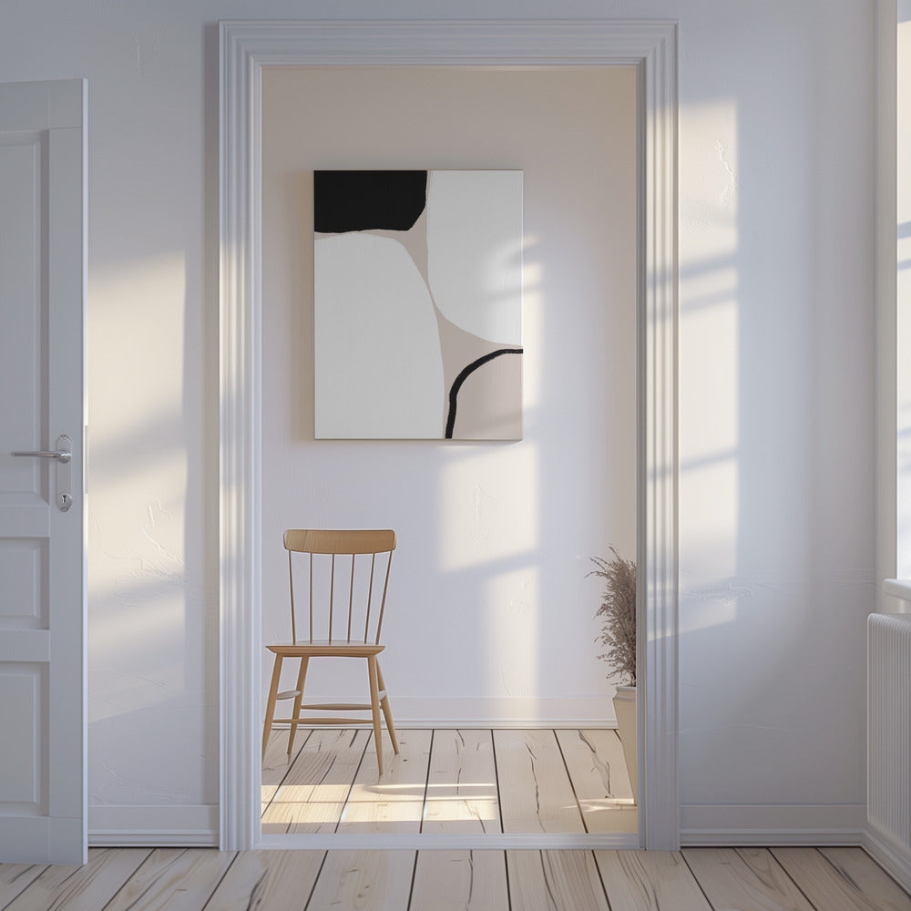 Geometrische Formen in Schwarz und Beige | Leinwand