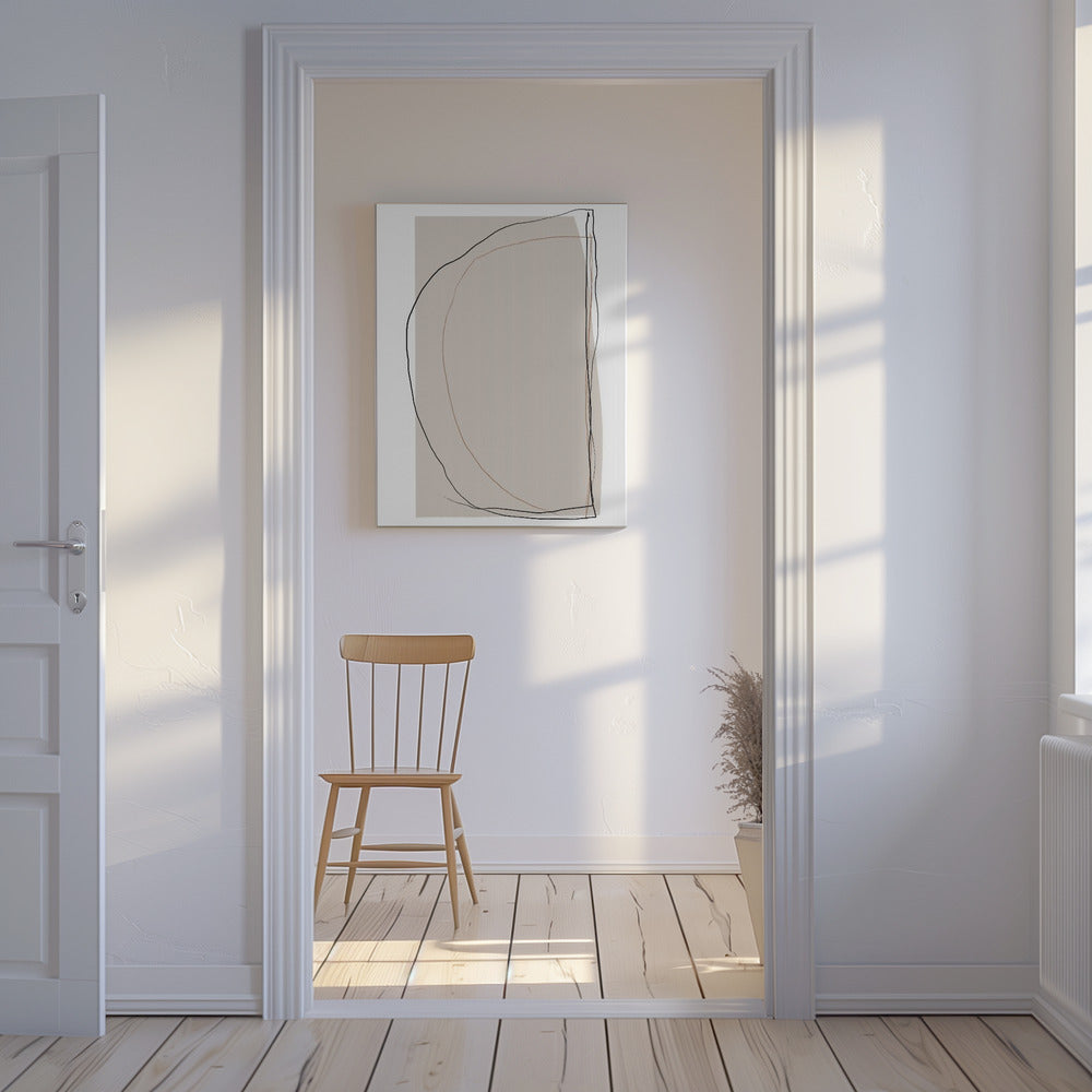Elegante Linienkunst auf neutralem beigem Hintergrund | Leinwand