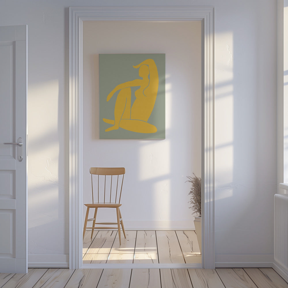 Figur Grün und Gelb Matisse Stil | Leinwand
