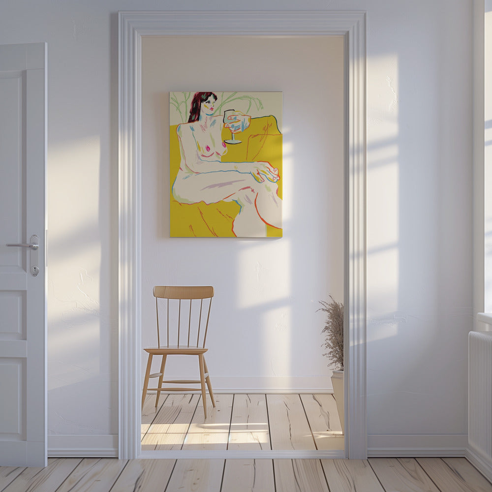 Mädchen mit einem Weinglas | Leinwand