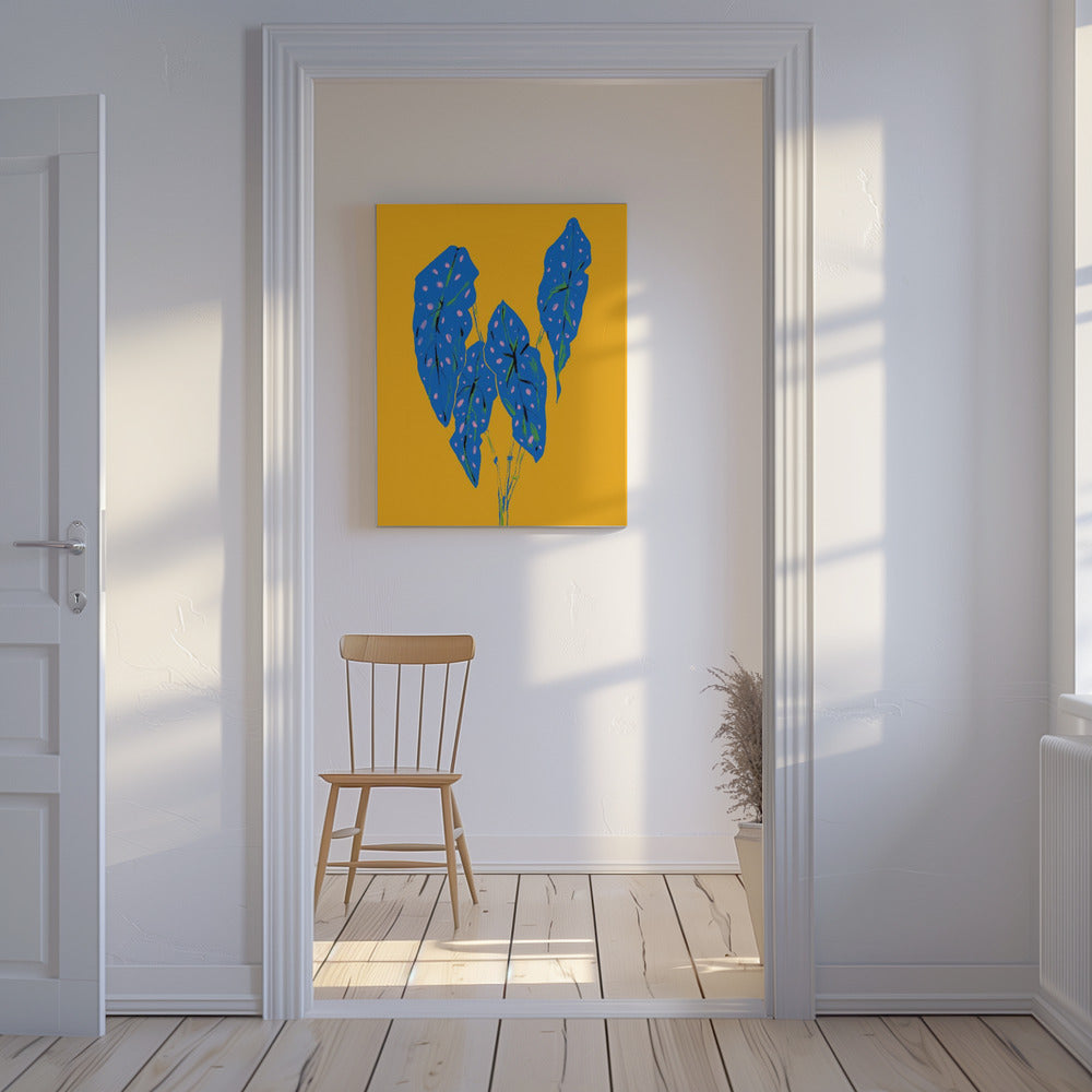 Begonia Maculata Blau und Gelb | Leinwand