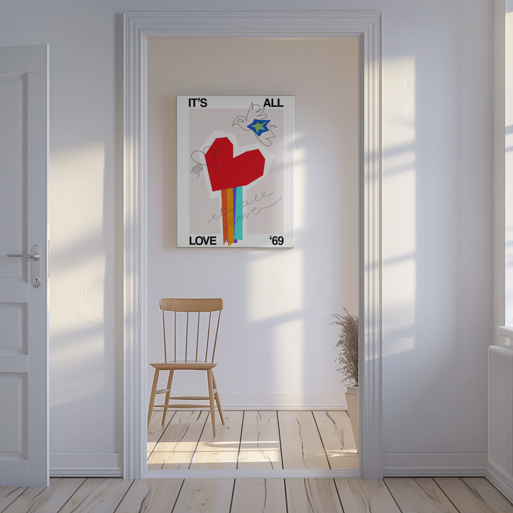 It's All Love '69 Herz Greige | Leinwand