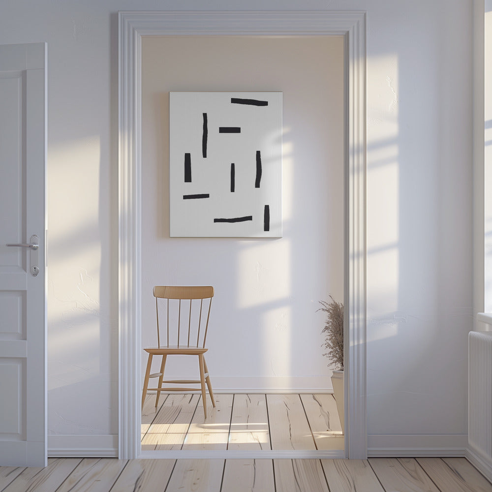 Schwarze Linien auf weißem Hintergrund | Leinwand