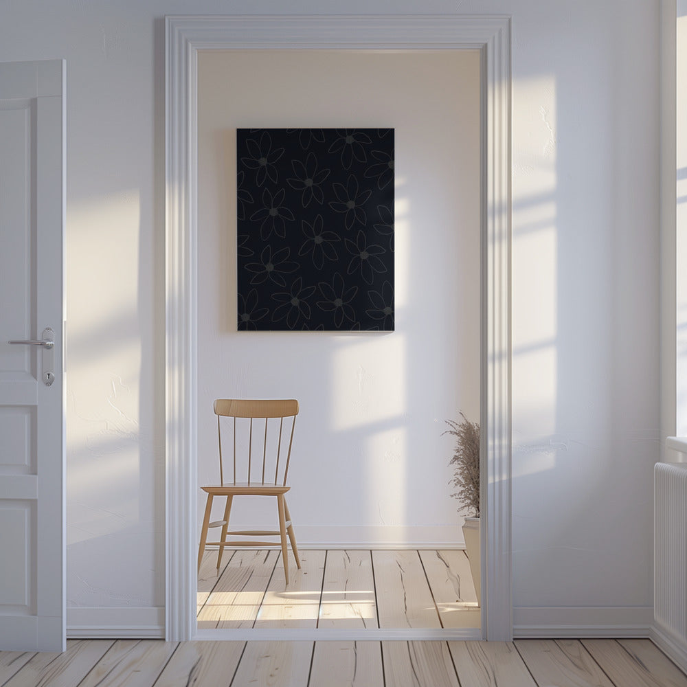 Schwarze luftige Blumen | Leinwand