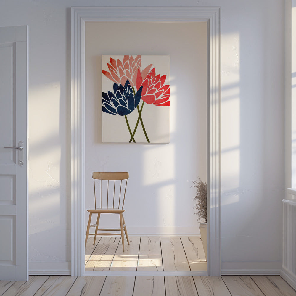 Drei tanzende Blüten | Leinwand