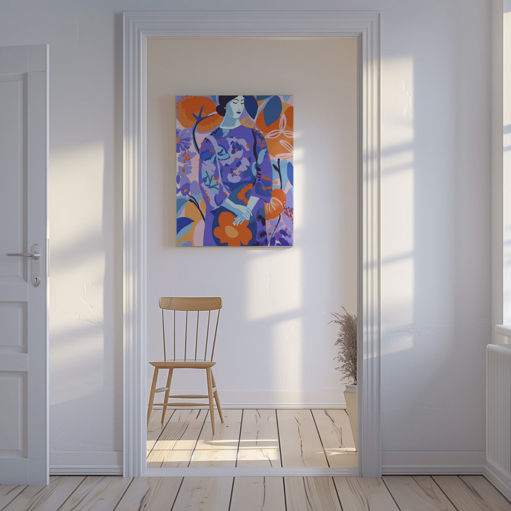 Frau im Blumengarten | Leinwand