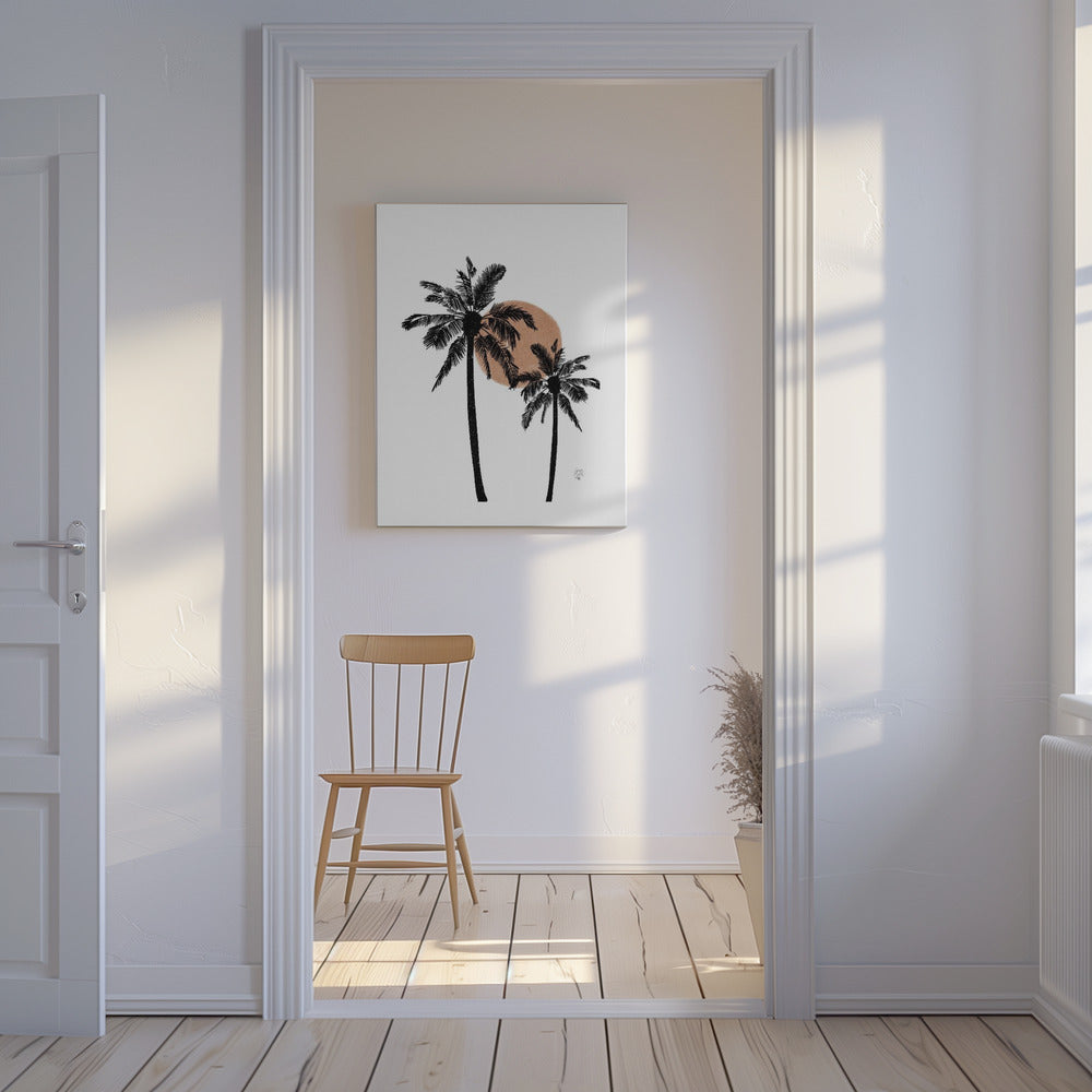 Weißer Hintergrund Palmen Erum Khalili.png | Leinwand