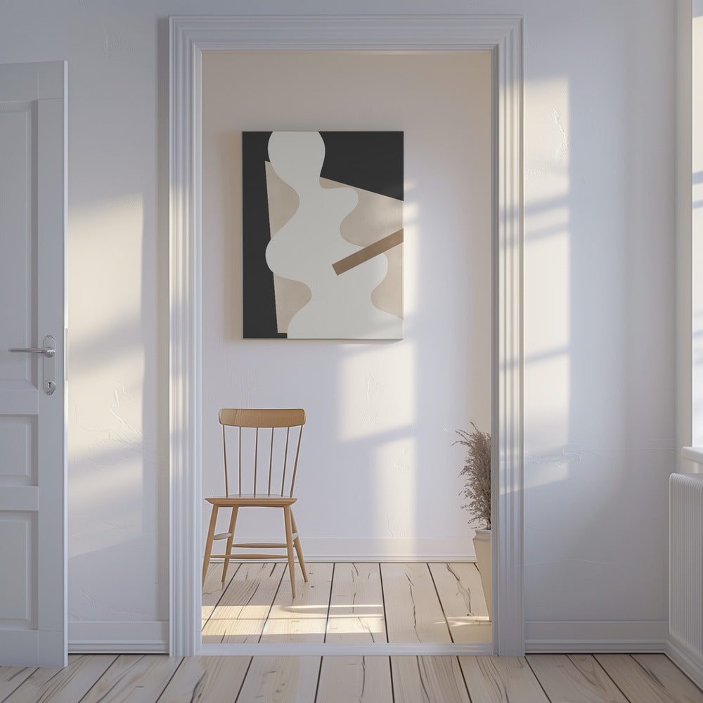 Beige Grafikkurven Kunst | Leinwand
