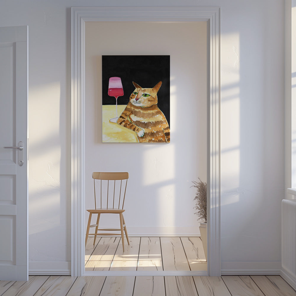 Cat Friday Night Drinks Wine Funny Cat Humour | Canvas