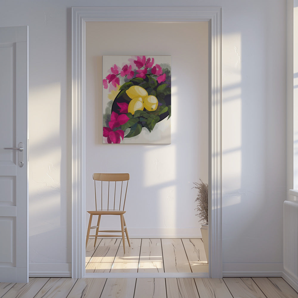 Bougainvillea und Zitronen | Leinwand