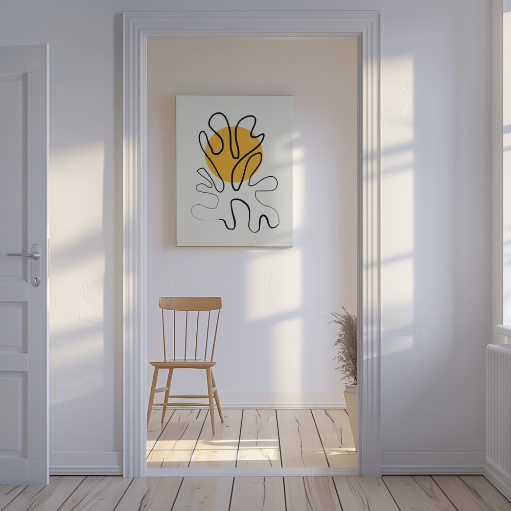 Minimalistische Koralle und Sonne | Leinwand