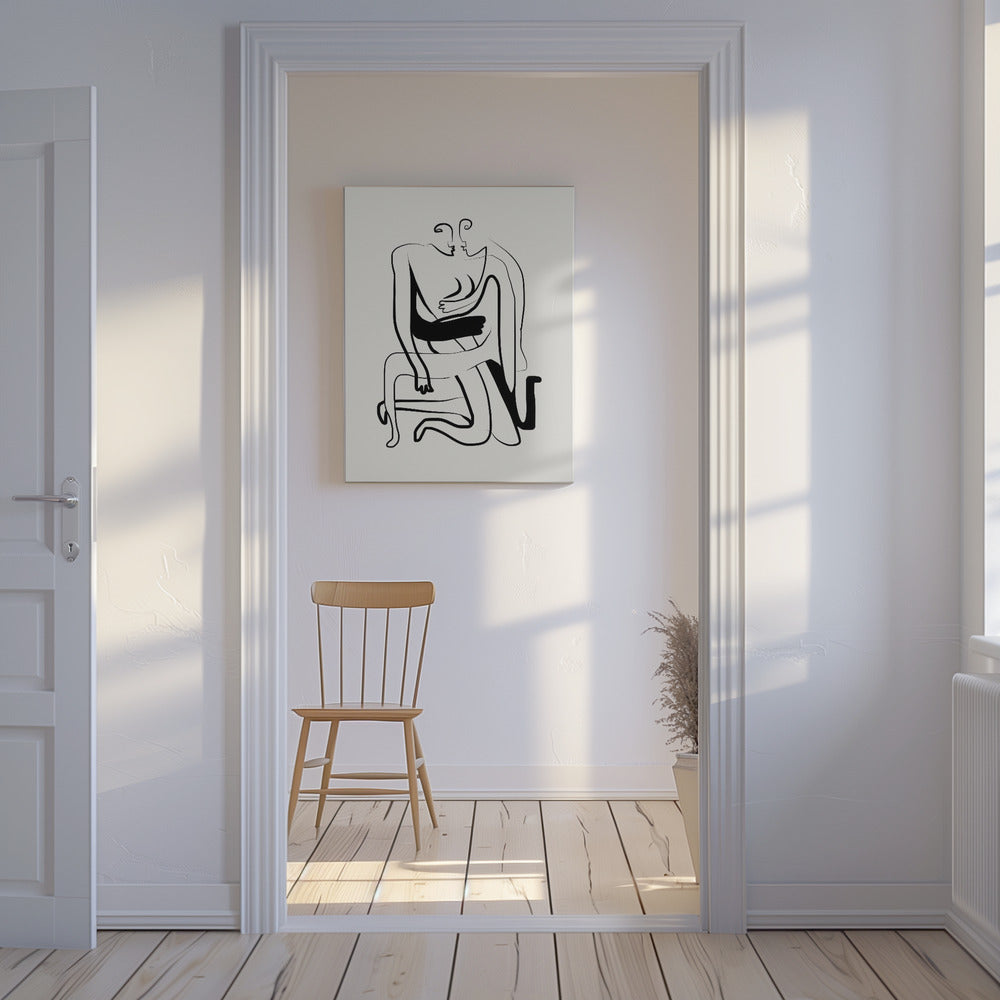 Umarmungen und Küsse Line Art | Leinwand