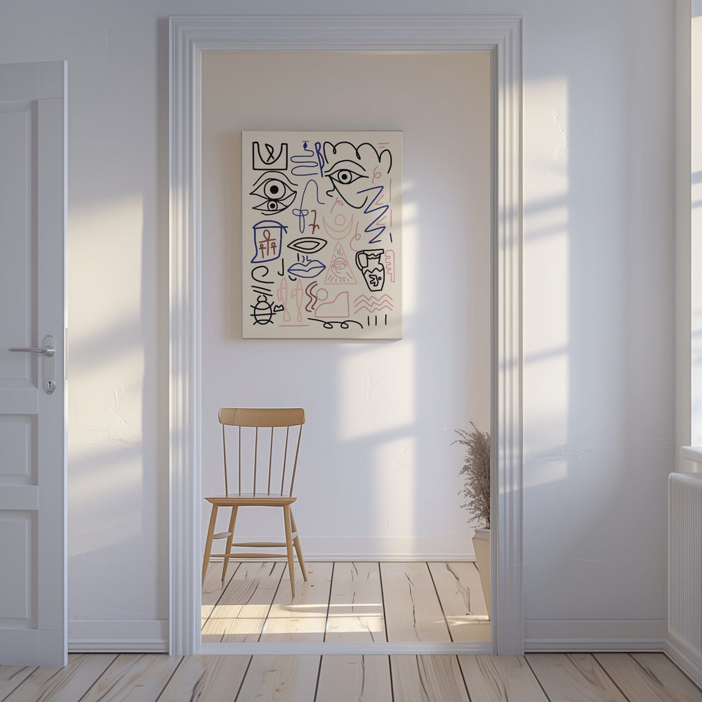 Line Art Höhlenzeichnung | Leinwand