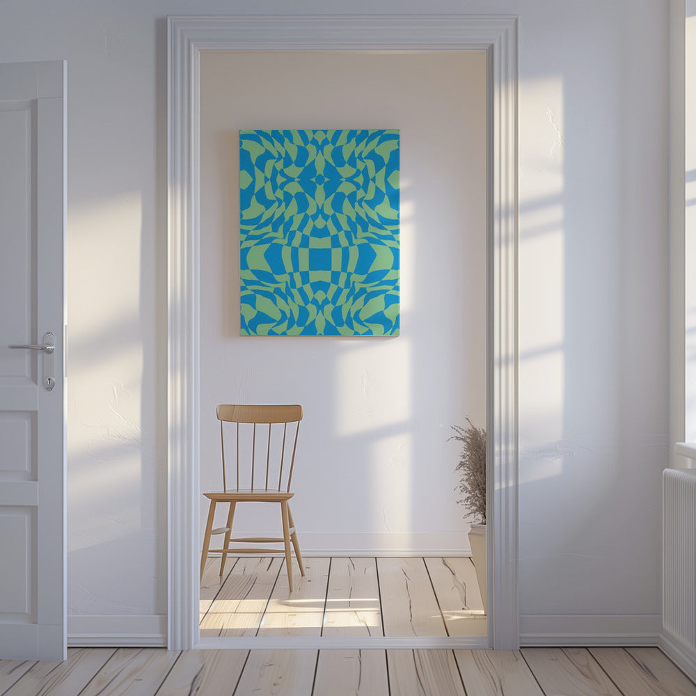 Cool Colors Warp Checkers | Canvas