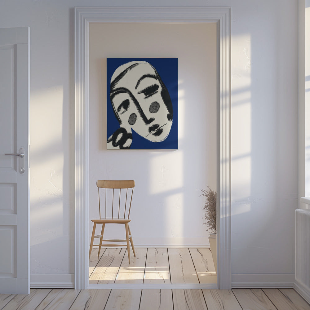 Ruhendes Portrait in Blau | Leinwand