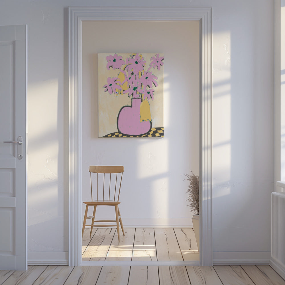 Rosa Blumen in einer Vase | Leinwand