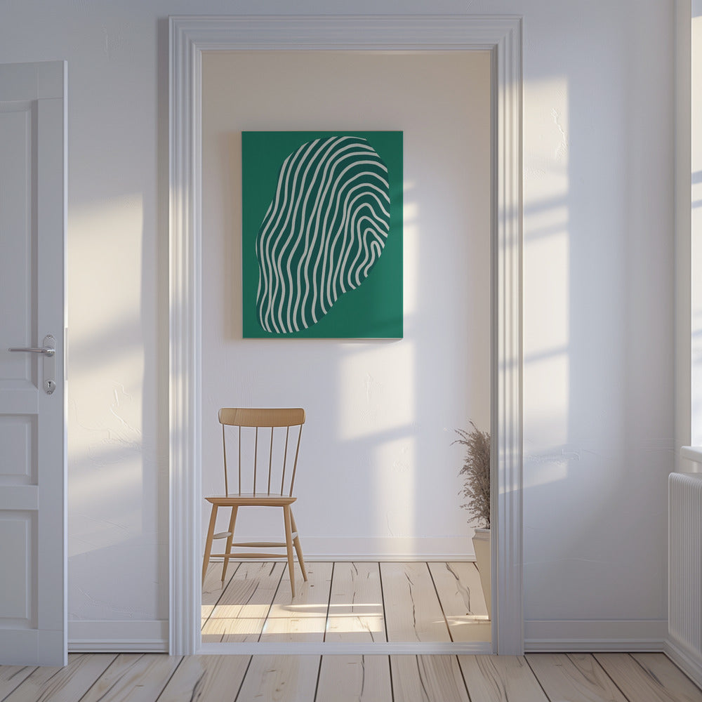 Linienkunst im Weltraum-Grün | Leinwand