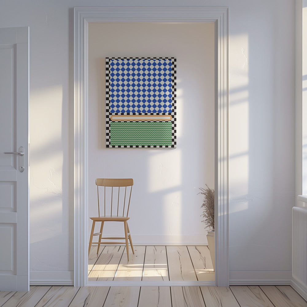 Geometric Pattern With Blue And White Diamonds | Canvas