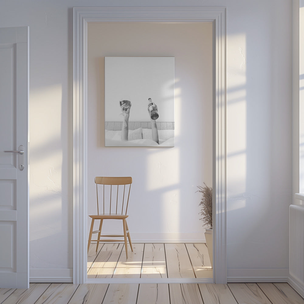 Aperol im Bett, körnig | Leinwand