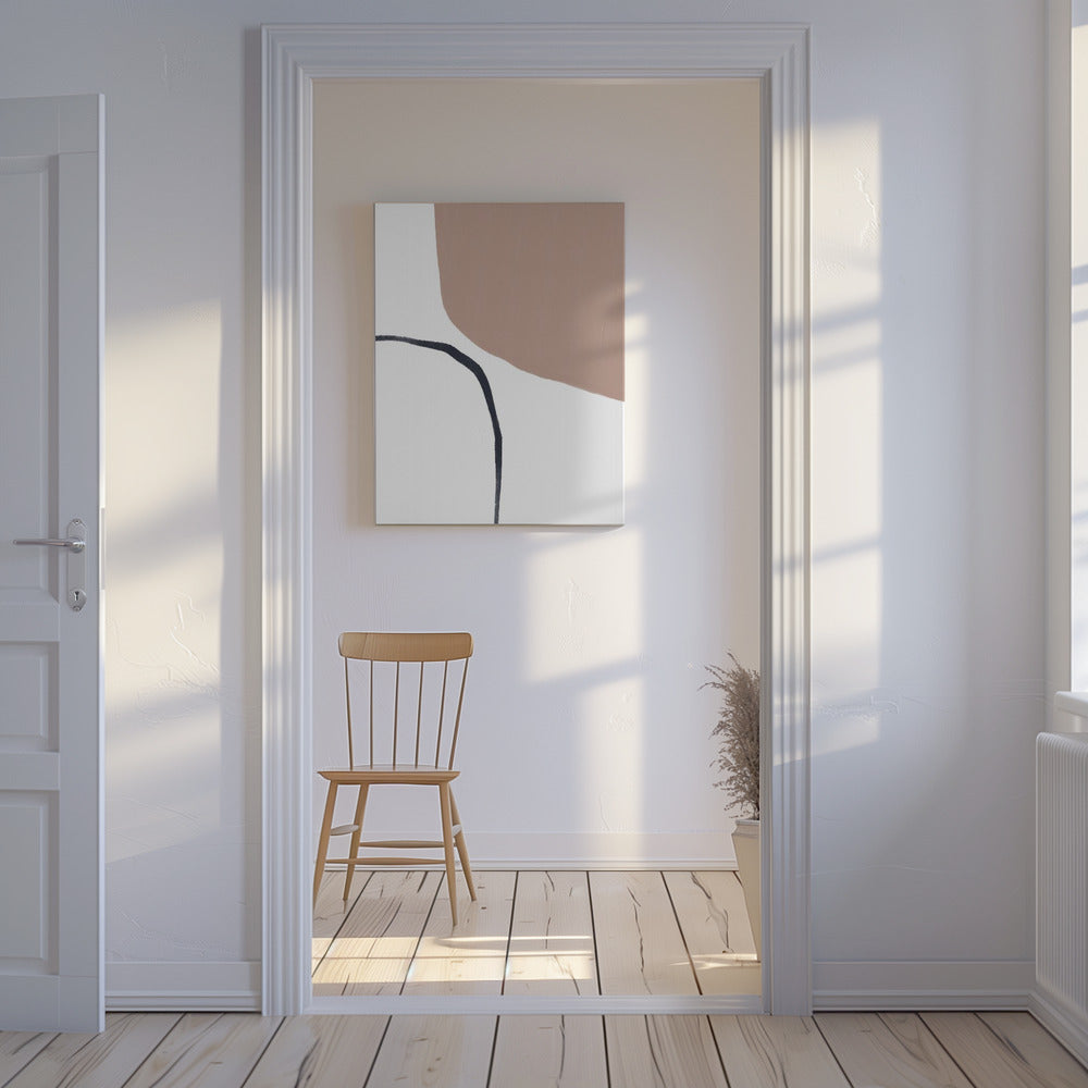 Weiche beige und schwarze Linien | Leinwand