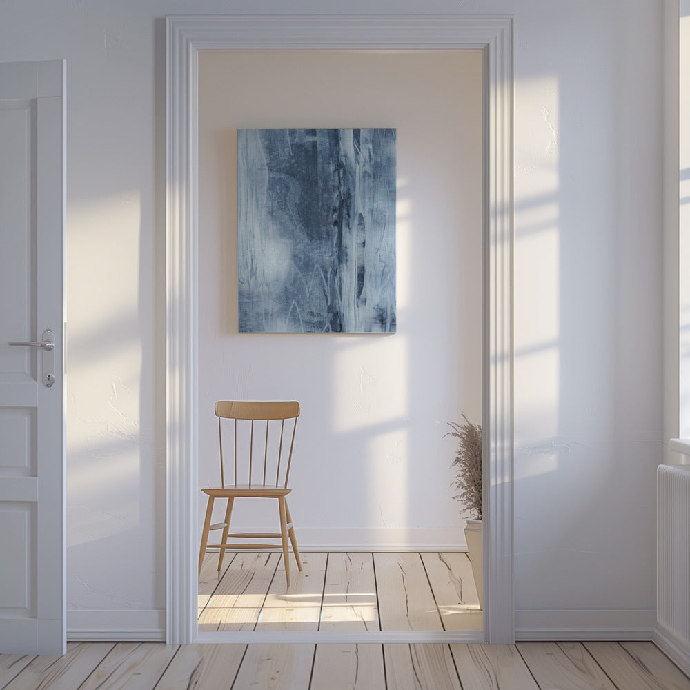 Blue Texture Flowing Vertical Lines | Canvas