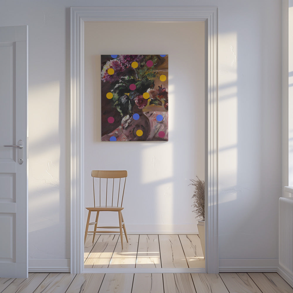 Classic Vase of Flowers And Dots | Canvas