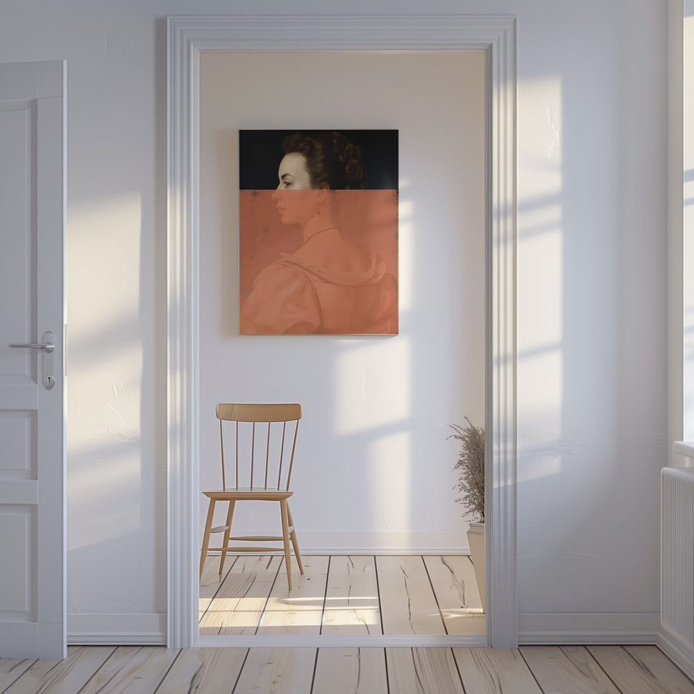 Verändertes Frauenporträt Orange Moderne Kunst | Leinwand