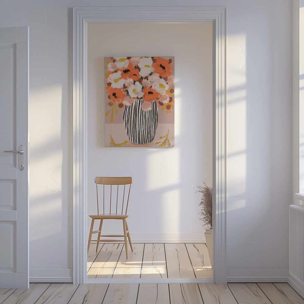 Striped Vase Blooms | Canvas