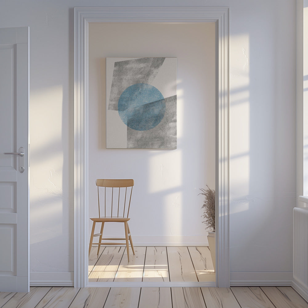 Blaues geometrisches modernes Objekt | Leinwand