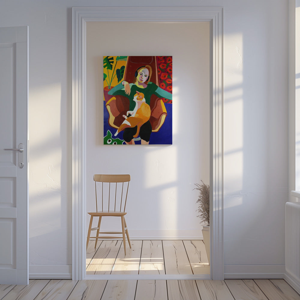 The Girl And The Cat | Canvas