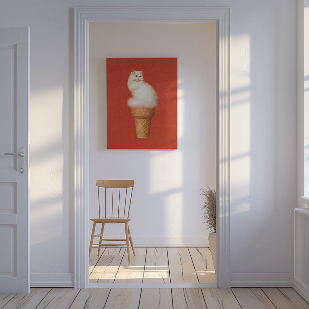 Cat Ice Cream Red | Canvas