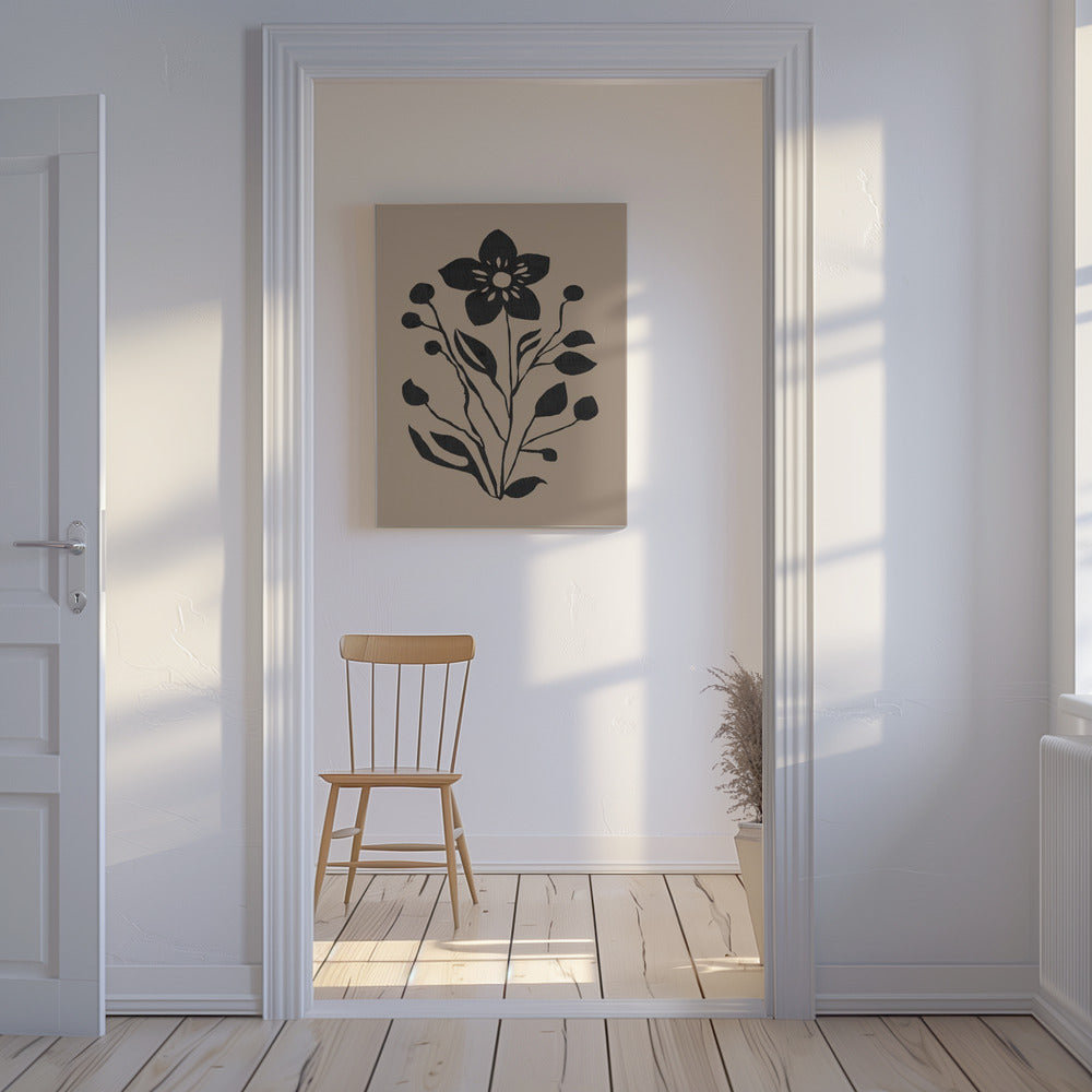 Black Flower Modern Botanical Silhouette | Canvas