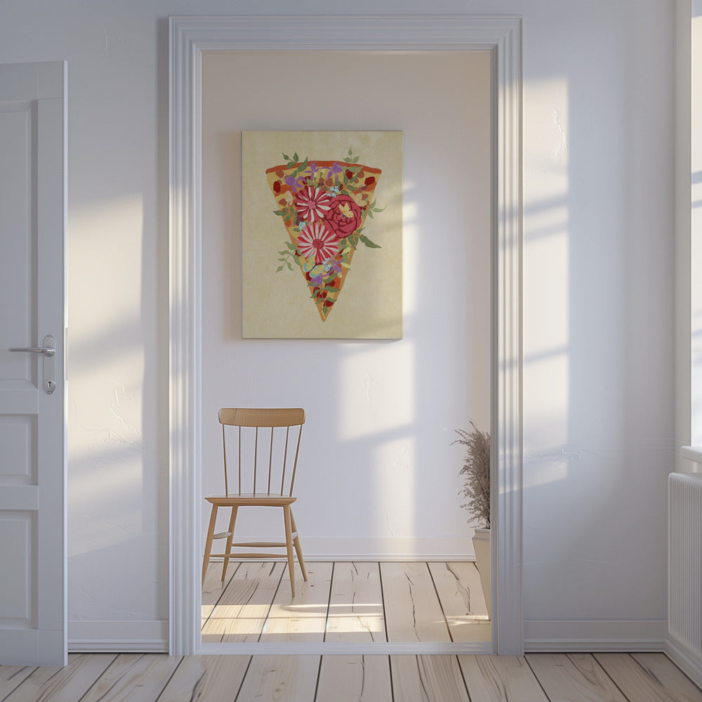 Stück Blumenpizza | Leinwand