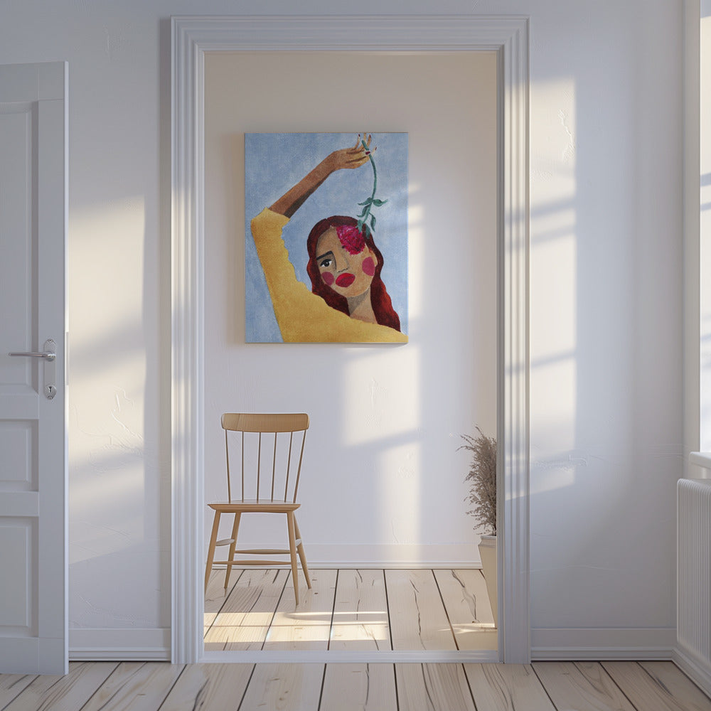 Magda mit Blume | Leinwand