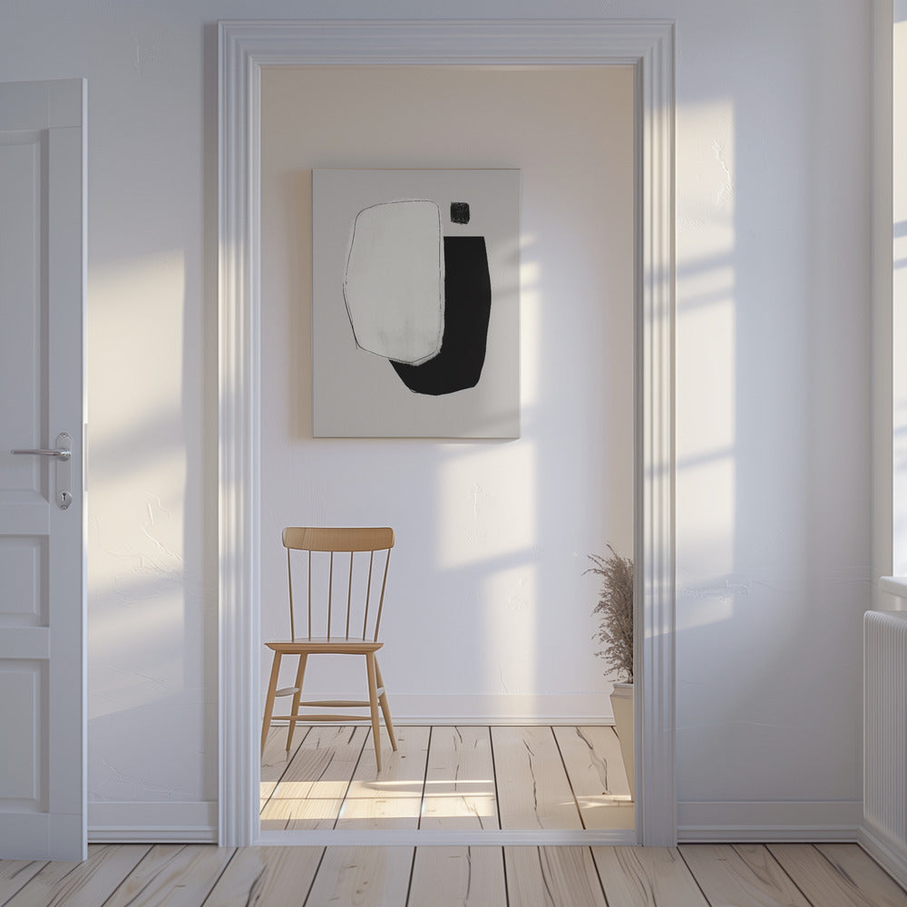 Monochrome Formen und negativer Raum | Leinwand