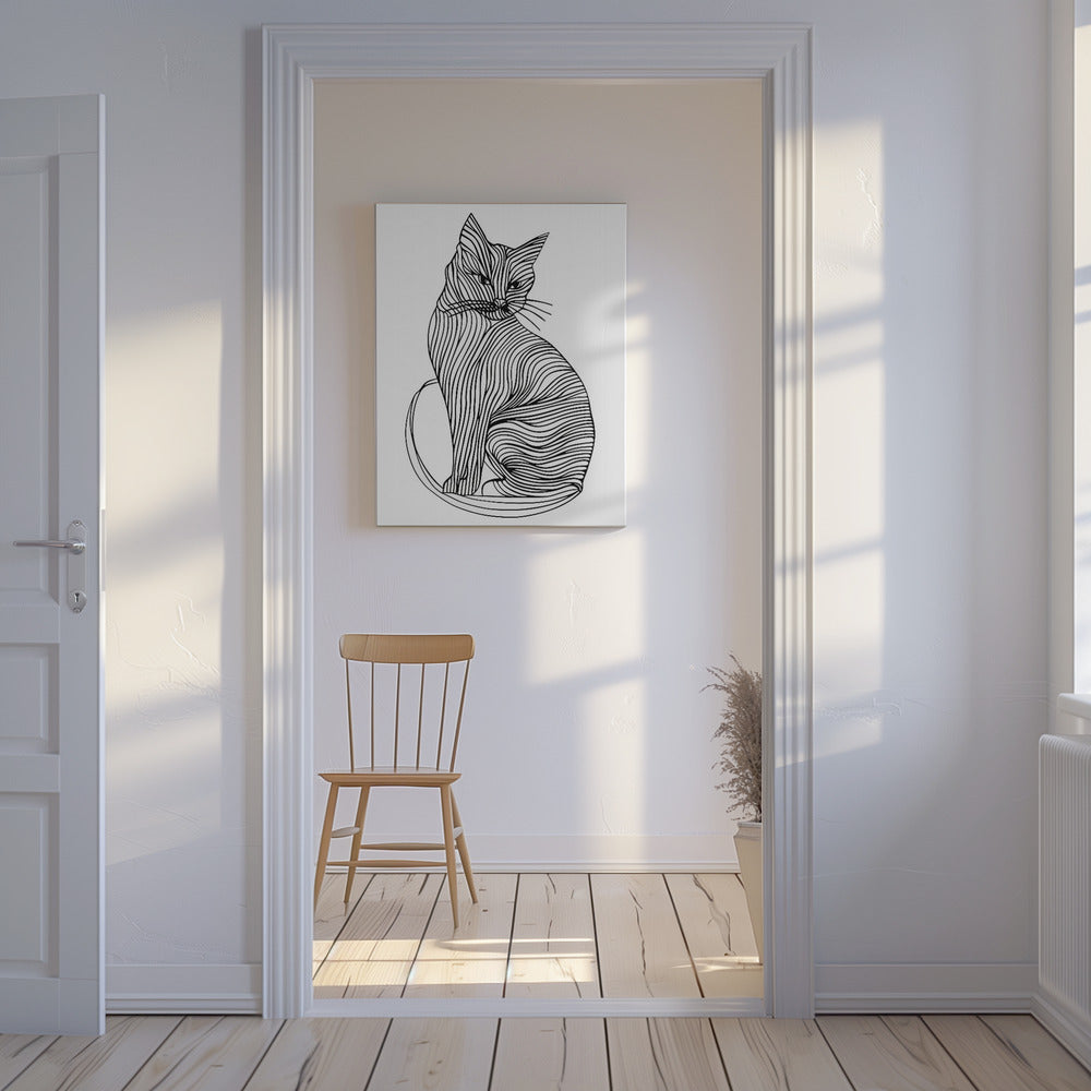 Linienkunst Katze | Leinwand