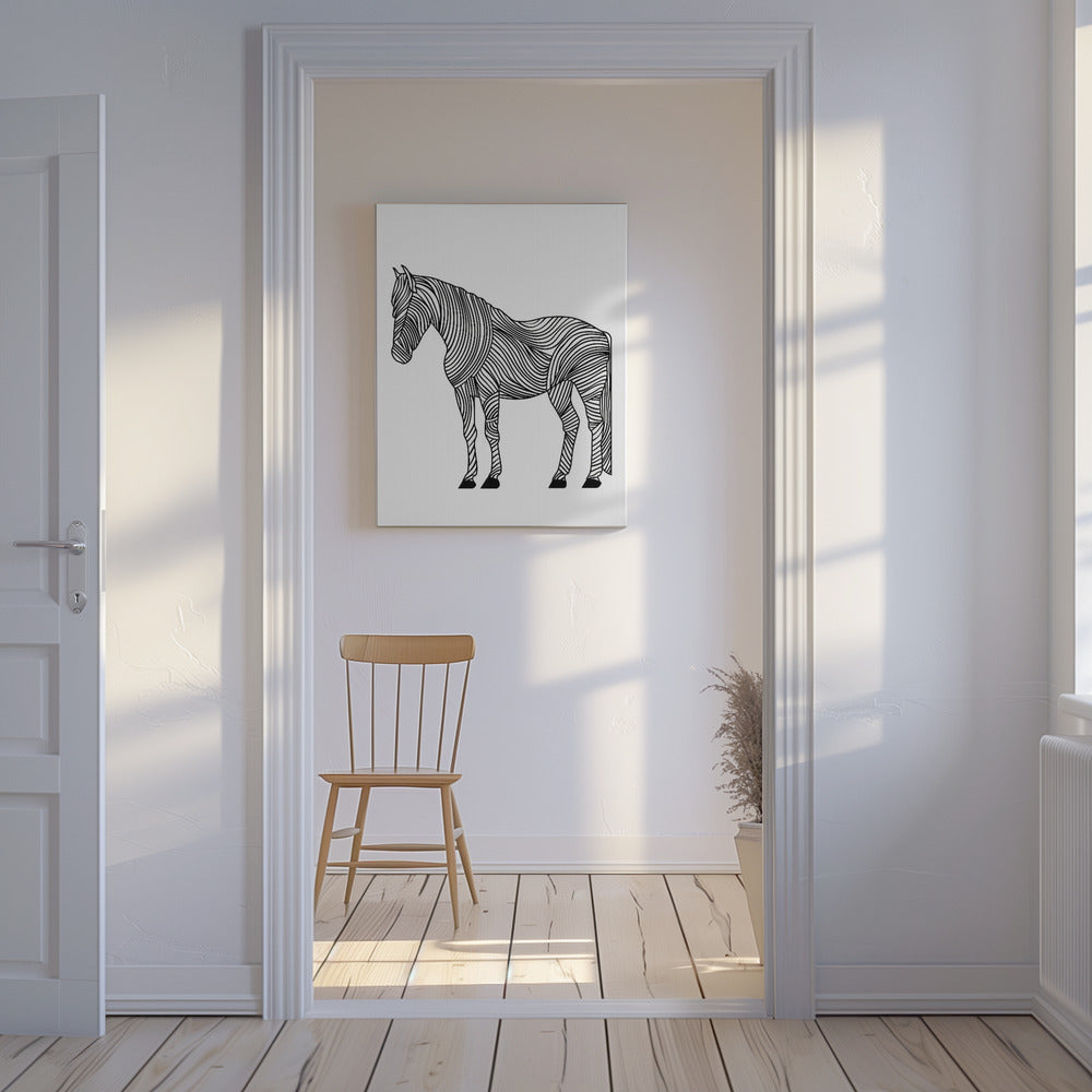 Linienkunst Pferd | Leinwand