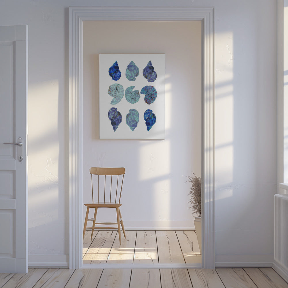 Blaue Muscheln Poster | Leinwand