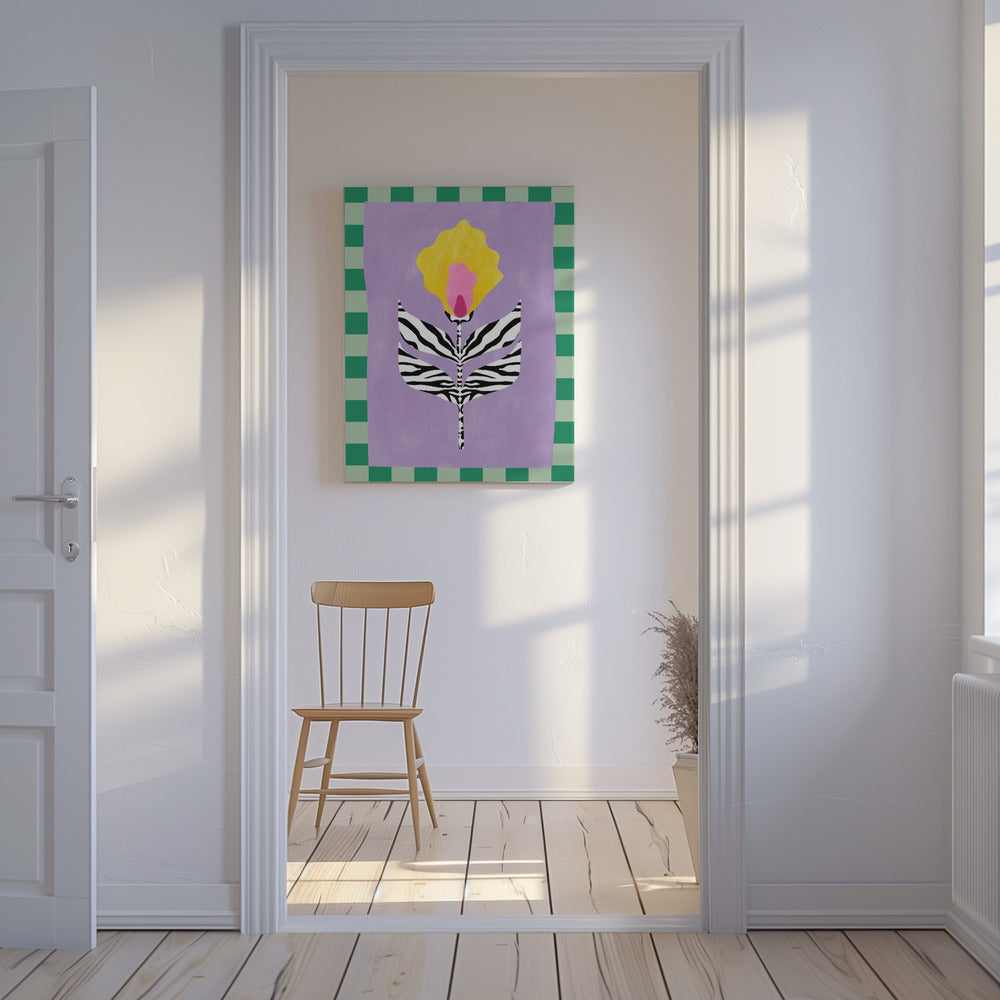 Flower with Zebra Patterned Leaves | Canvas