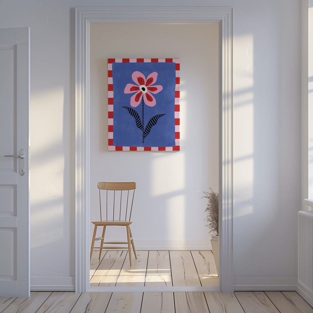 Flower with Pink Petals and Striped Leaves | Canvas