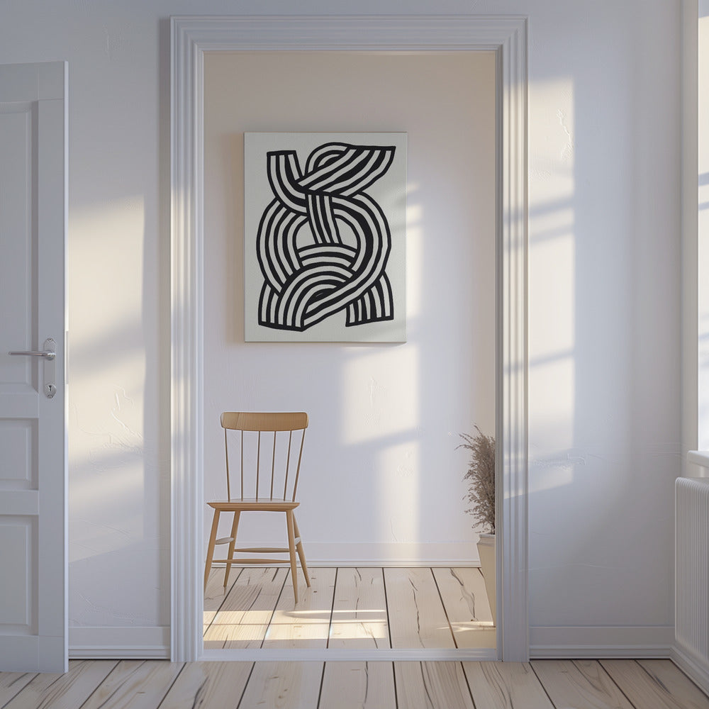 Abstraktes Linienkunstgemälde der Mitte des Jahrhunderts | Leinwand