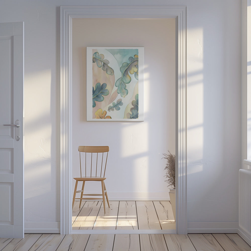 Aquarell Eichenblätter | Leinwand