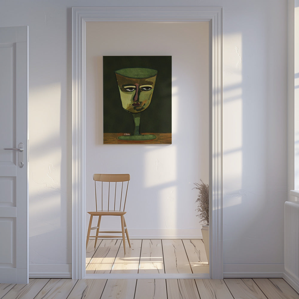 Wine Glass Lady green | Canvas